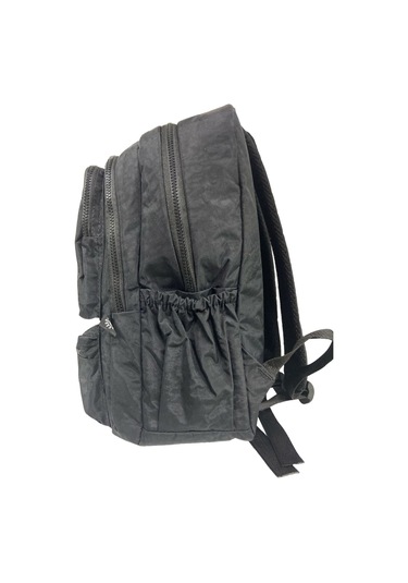 Kaliteli Su Geçirmez Astarlı Krinkıl Kumaş Unisex İki Gözlü Okul Spor Seyahat Sırt Çantası 28x38 Cm Siyah