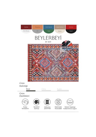 Cool Halı Beylerbeyi By 809 Kırmızı Vintage Halı Ev Oda Salon Halısı Yıkanabilir Eskitme Şönil Halı