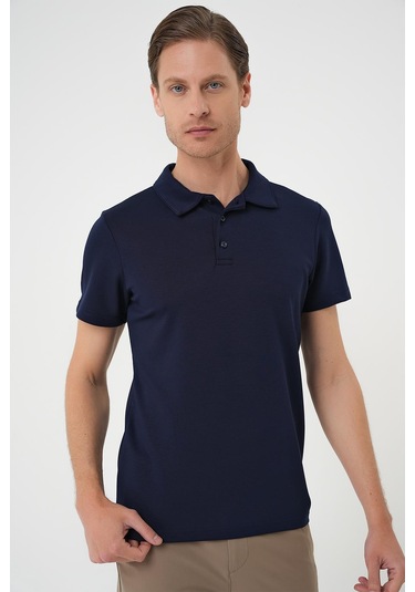 Comfort Fit Polo Yaka Esnek Pamuk Casual Lacivert Tişört Ts 886 Lacivert