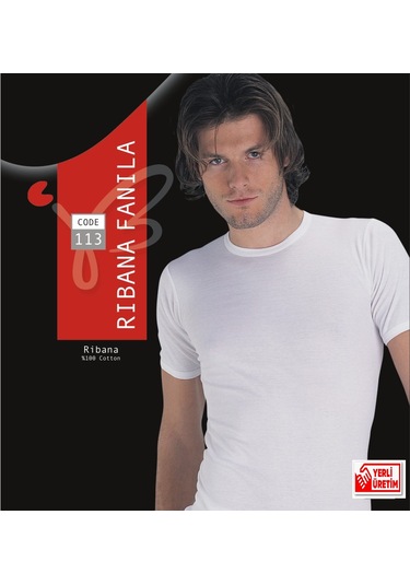 Erkek Beyaz Ribana Yarım Kol Atlet % 100 Pamuklu Fanila 3 Lü Paket 113-3b Beyaz