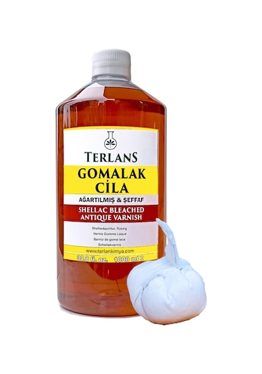 Terlans Ağartılmış Şeffaf Gomalak Cilası 1000 ml + Sürme Topu