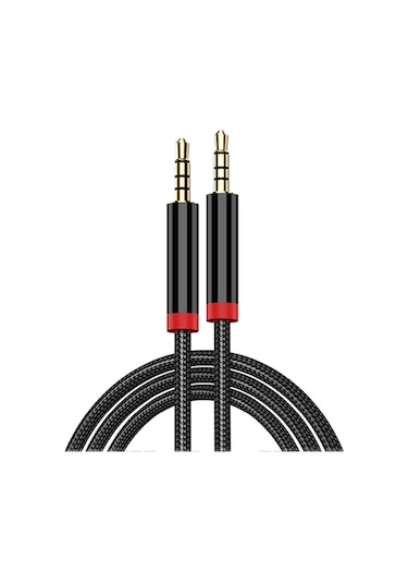 Ekılıf - Aux Audio Kablo 3.5mm 3m Au-708 Örgü Tasarımlı Aux Audio Kablo 3.5mm 3m - Siyah - T37801 Siyah