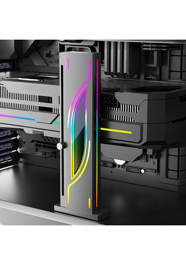 Xindoker Rgb Işıklı Yüksekliği Ayarlanabilir Gpu Stantı, Manyetik Tabanlı Mavi Alüminyum, Grafik Kartı Düşmeyi Engelleme, 5v 3pın Argb Senkronizasyonu