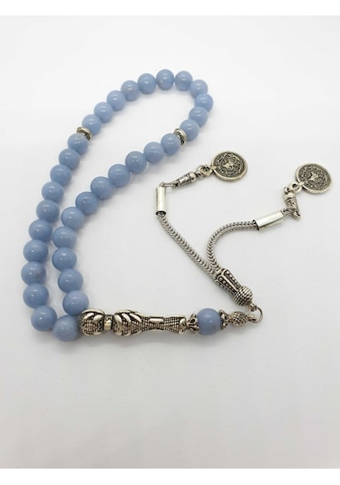 Sertifikalı Anjelit Melek Taşı 8 Mm Orijinal Doğal Taş Tesbih