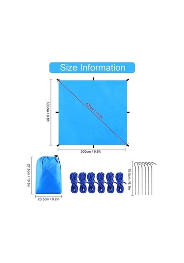 Bloomnest Yağmur Tarpaulin Tarp Su Plaj Piknik Mavi Kamp Kamp İçin Hava Hamak Hafif Güneşlik Geçirmez Fonksiyonlu Çok Çadırı Çadır Barınağı Açık 9.8ft 9.8 Rf Mavi Mavi