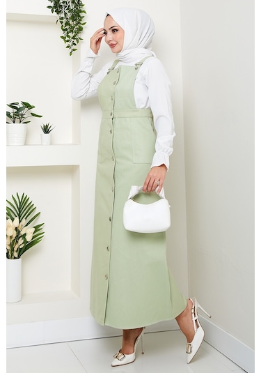 Boydan Düğmeli Gabardin Jile 1552 - Açık Yeşil Açık Yeşil