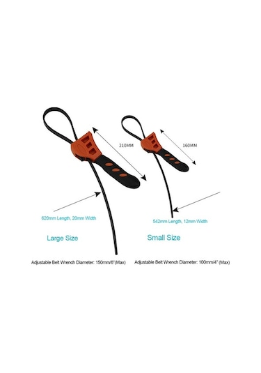Pazly Çok Amaçlı Lastik Kayışlı Anahtar - Otomotiv, Musluk Açma Aleti Siyah, Kauçuk, 100mm/150mm Ayarlanabilir Siyah