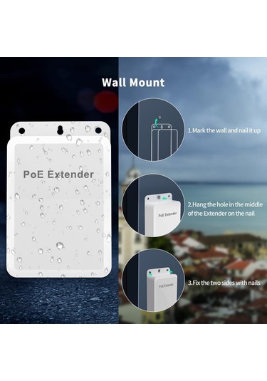 Novacom Nvc-at13fw-a 10/100mbps 1/3 Dış Ortam Poe Repeater 100mt 30w