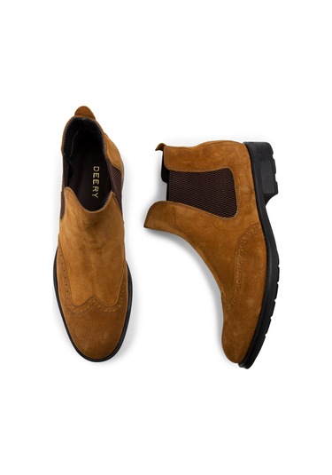 Deery Hakiki Süet Taba Rengi Chelsea Erkek Bot - 01622mtbac03 Taba