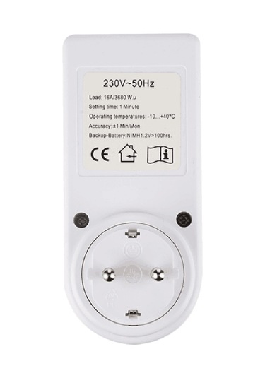 Konesam Ev Elektrikli Aletleri İçin Lcd Ekranlı Zamanlayıcı Soketi - Avrupa Standartı, Kesin Zaman Kontrolü, 16a/3680w