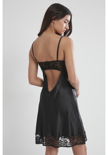 Pierre Cardin 4075 Saten Gecelik Sabahlık Takım - Siyah Siyah