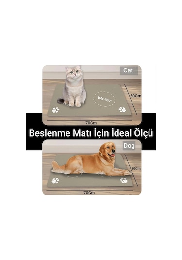 Matgo Pati Food Water Krem Evcil Hayvan Beslenme Matı Mama Paspası 50 x 70 CM
