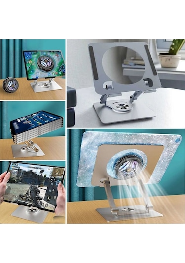 360 Derece Dönebilen Yükseltilmiş Masaüstü Ayarlanabilir Metal Tablet Standı