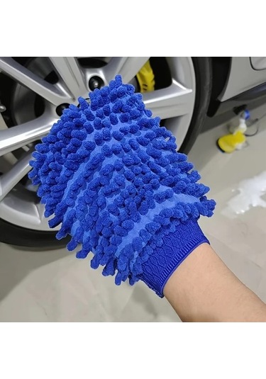 Elmpaly 3 Adet Çift Taraflı Puşet Chenier Oto Yıkama Eldiveni, Ev Ve Araç Temizlik Seti