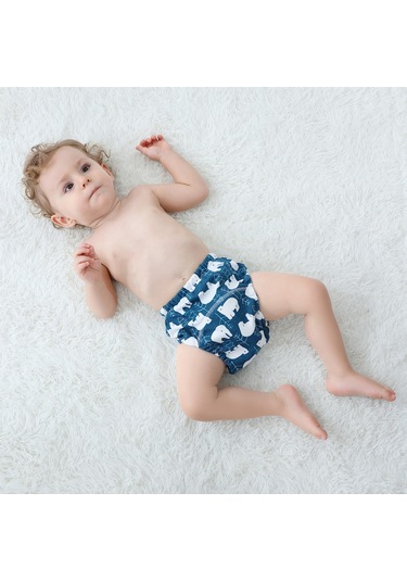 Lemestar Bebek Eğitici Panty: 6 Katlı Pamuklu, Su Geçirmez, Yıkama Gerektirebilir, Emici Ve Havalandırıcı, Gri Ayı & Kutup Ayısı Desenli, M Beden