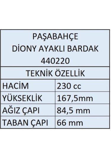 Paşabahçe 440220 Ayaklı Kadeh - Ayaklı Bardak 12 Li Özel Seri Diony