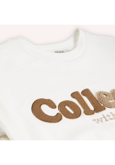 Kız Çocuk Nakış Detaylı Sweatshirt Ekru 2421gk08032-4805 001