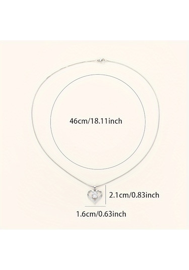 Tcherchi Kalp Gümüş Renkli Kolye Gümüş