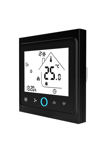 Dört Borulu Akıllı Oda Termostatı Dijital Programlanabilir Sıcaklık Kontrol Cihazı Klima İçin Bac-002el, Siyah