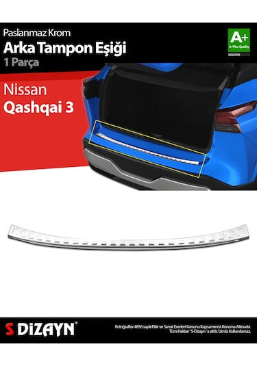 S-dizayn Nissan Qashqai 3 Krom Arka Tampon Eşiği 2021 Üzeri