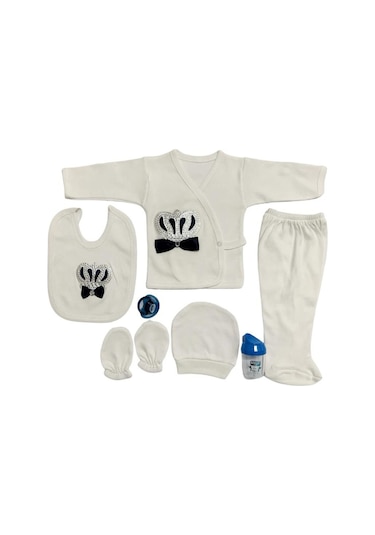 Bombinoo Lacivert Bebe Erkek Taşlı Emzik 7 Li Hastane Cıkışı Yeni Doğan Zıbın Set Lacivert