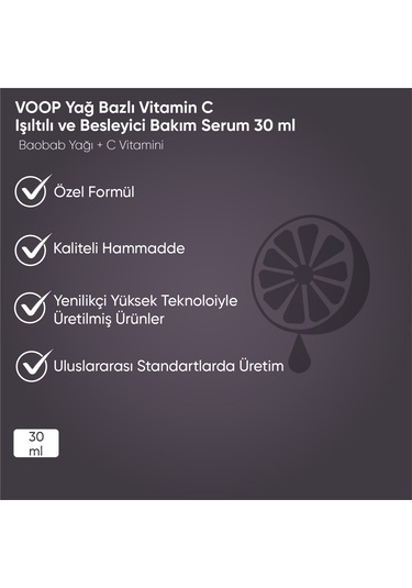 Voop Yağ Bazlı C Vitaminli Aydınlatıcı Serum 30 ML