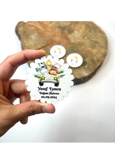 Mr. Home Safari Konseptli Uv Baskılı Doğum Hatırası Ahşap Magnet