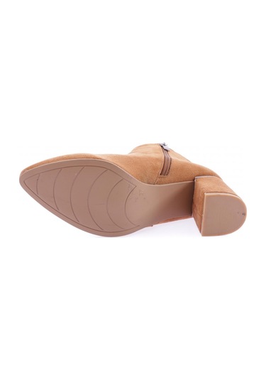 Dgn 111-2164-22k Kadin Fermuarli Topuklu Kisa Bot 111-2164-R1783 Taba