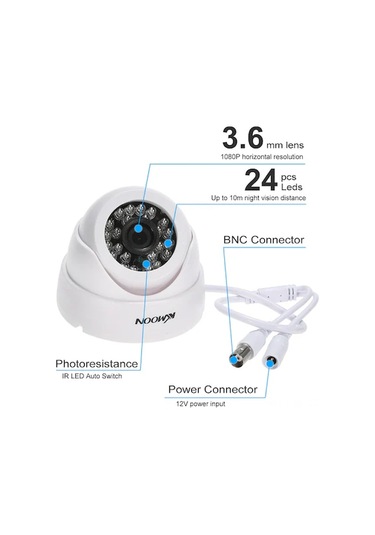 Pazly 1080p Ahd Kubbe Kamera - 10m Gece Görüş, 3.6mm Lens, Ir-cut, Ev Ve Ofis Kullanımı İçin