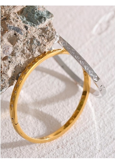 Novahub Altın 60mm Moda Döküm Bileklik Kadınlar İçin Kübik Zirkonya 18k Pvd Kaplama Kadın Bilezik Trendy Takı Altın