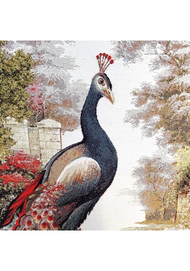 Hayvan Serisi-08 Dokuma Goblen Kumaş-Tavus Kuşu Tek