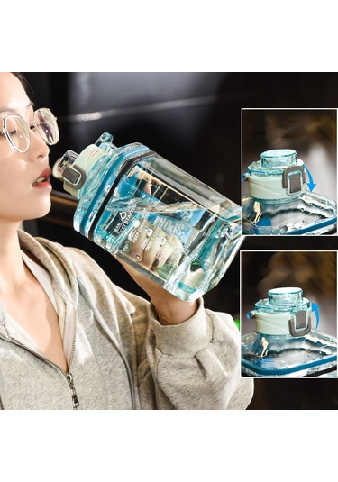 Teltree "2.2l Sporcu Su Şişesi - Zaman Göstergeli Ve Motivasyon Sözleriyle" Siyah