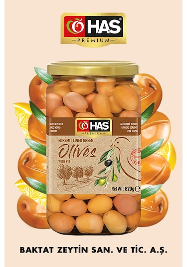 Has Premium Edremit Çizik Yeşil Zeytin 850 G