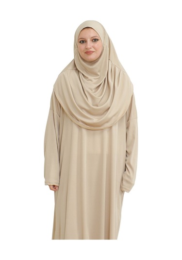 Keseli Namaz Elbisesi Eşarp Ve Tesbih Hazır Tesettür Giyim Türban Müslüman Giysi Takım Vizon