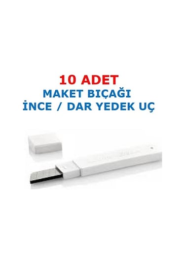 10 Adet Dar İnce Maket Bıçağı Yedek Uç Falçata 9Mm