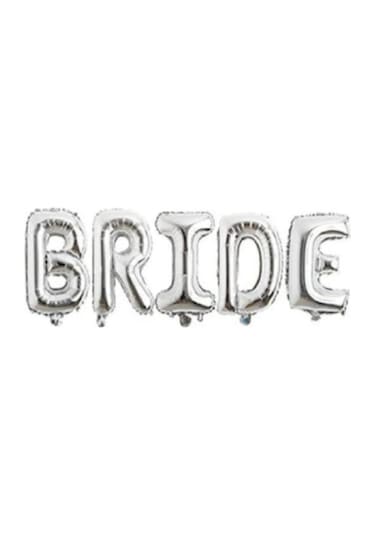 Gümüş Renkli Bride 100 Cm Büyük Boy Folyo Balon Seti