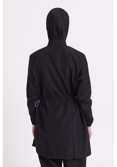 Kadın 23203 Büzgülü Paraşüt Tam Tesettür Mayo Siyah-siyah 33942 - 1 Siyah