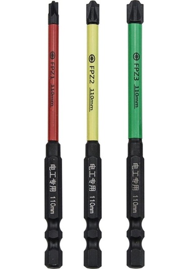 Pazly 110mm Çapraz Tornavida Uçları - Dayanıklı Ve Pratik, 6 Adet Set - Elektrikçiler İçin