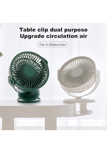 Springsun Klipsli & Masaüstü Fan 4000mah Usb Şarj 720 Döner, 4 Hız Seviyesi Sessiz Ev/ofis/yurt Beyaz