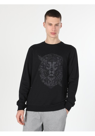 Colin's Colins Regular Fit Baskılı Siyah Erkek Sweatshirt 001