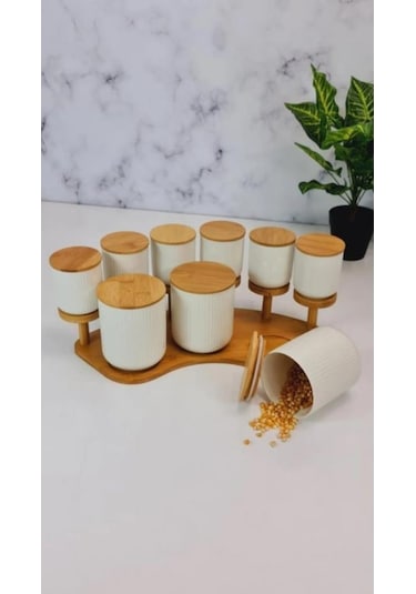Arow Baharat Takımı Porselen TR-1891 Ahşap - Beyaz