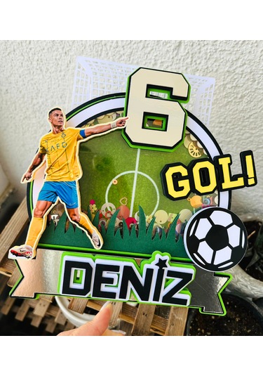 Futbol Temalı İsme Özel Erkek Çocuk Doğum Günü Pasta Süsü