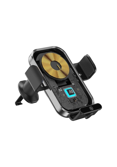 Araba Montajlı Telefon Tutucu Kablosuz Şarj Cihazı Hızlı Şarj Havalandırma Araç Şarj Tutucu Tek Dokunuş GÜMÜŞ