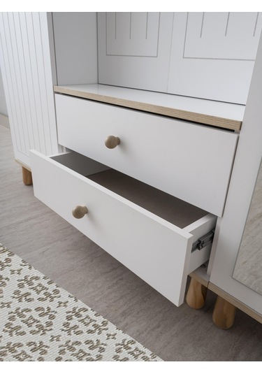 Dejavu Asklıklı Çekmeceli Ayakkabılık Portmanto 160x40x204cm Beyaz