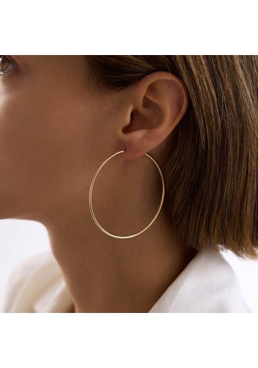 14k Altın Halka Küpe 1,2 Mm 6.0 Cm Gizli Kilit T14297 Renkli