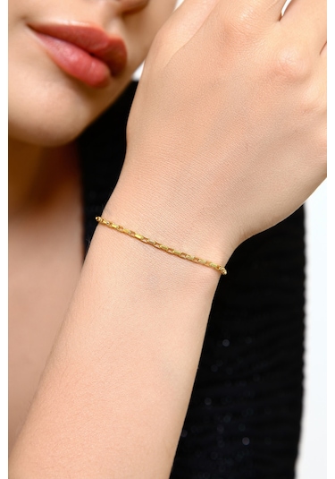 Altınkesesi Altın Parlak Zincir Bileklik Unisex - Sarı Sarı Altın
