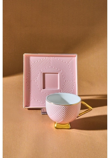 Karaca  Art Deco 2 Kişilik Kahve Fincan Takımı 80 ml Pembe