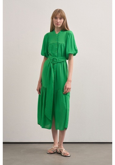 Mathilda Store Kadın Balon Kol Maxi Elbise