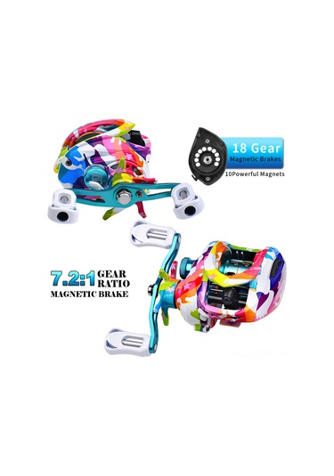 Qingmipy Proberos P2 Sol El Metal Spinning Reel: 7.2:1 Hız Oranı, 5+1bb Rulman, 8kg Dayanak Gücü, Renkli Boya Desenli, 18 Seviye Manyetik Fren Sistemi