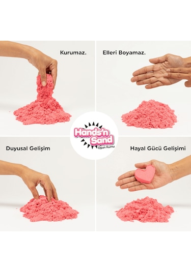 Playever Hands'n Sand Doğal Kinetik Kum 2kg - 4 Renk Çok  Renkli